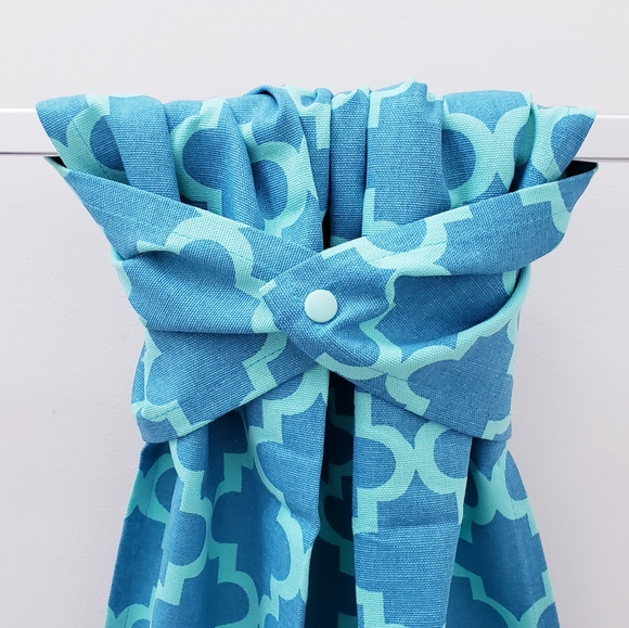 #9085-A ●NEW! Teal QUATREFOIL Hang'N'Snap HAND Towel *20Wx28L - Picture 8 of 8